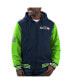 Фото #1 товара Men's College Navy, Neon Green Seattle Seahawks Player Option Full-Zip Hoodie Jacket