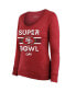 Фото #3 товара Women's Threads Scarlet San Francisco 49ers Super Bowl LVIII Make It Happen Tri-Blend Long Sleeve Scoop Neck T-shirt