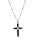 Pewter Black Clear Crystal Cross Necklace