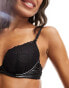 Фото #4 товара Ann Summers Enraptured lace padded plunge bra with PU detailing in black