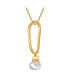 ფოტო #1 პროდუქტის Beautiful Sterling Silver 14K Gold Plated 9-10MMGenuine Freshwater Button Pearl Pendant Necklace