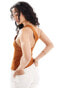 & Other Stories one shoulder top with cut out back detail in rust brown