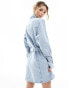 Calvin Klein Jeans Belted Denim Shirt Dress in Denim Light Голубой, S - фото #5