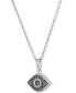 ფოტო #3 პროდუქტის Black & White Diamond Accent Evil Eye Pendant Necklace in Sterling Silver, 16" + 2" extender