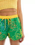 Фото #4 товара Labelrail x Olivia Grace Herring hibiscus print low rise shorts in green