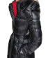 Karl Lagerfeld Womens Shine Hooded Short Belted Puffer Coat