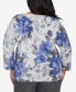 Plus Size Worth Avenue Women's Watercolor Floral Shimmer Crew Neck Sweater