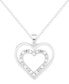 Фото #1 товара Diamond Heart-in-Heart 18" Pendant Necklace (1/10 ct. t.w.) in Sterling Silver
