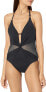 Фото #1 товара La Blanca 249957 Women's V-Front Keyhole Halter One Piece Swimsuit Size 8