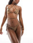 South Beach halter multi way bikini top in brown embossed metallic