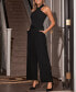 Фото #4 товара Women's Black Crossover Halterneck Jumpsuit