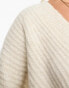 Фото #3 товара Miss Selfridge fluffy V neck slouchy crop jumper in oatmeal