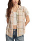 Фото #1 товара Women's Plaid Cotton Short-Sleeve Beach Shirt