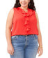 ფოტო #1 პროდუქტის Plus Size Split-Neck Ruffle-Front Top