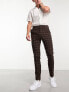 Фото #2 товара ASOS DESIGN skinny wool mix smart trousers in chocolate brown window check