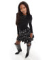 Фото #8 товара AX Paris ruffle hem mini dress in black and white spot print