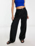 Фото #1 товара Bershka high waisted wide leg linen trousers in black