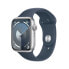 Apple Watch Series 9 Aluminium Silber"Silber 45 mm S/M (130-180 mm Umfang) Sturmblau GPS