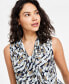 Women's Printed Knot-Neck Sleeveless Blouse Sea Glass/Cypress Grey, XS - фото #3