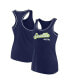 Women's College Navy Seattle Seahawks Wordmark Logo Racerback Scoop Neck Tank Top Синий, L - фото #1