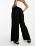 Фото #3 товара ASOS DESIGN Petite tie belt wide leg trouser culottes in black