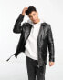 Muubaa leather longline belted biker jacket in black