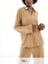 Vero Moda Tall textured jersey shirt co-ord in beige ТАНИН, S - фото #1