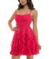 ფოტო #3 პროდუქტის Juniors' Cutout Tie-Back Ruffled Petal Dress