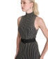 ფოტო #5 პროდუქტის Women's Mock-Neck Belted Sleeveless Metallic Dress