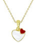 ფოტო #1 პროდუქტის Enamel Double Heart 18" Pendant Necklace in 14k Gold-Plated Sterling Silver