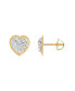 ფოტო #1 პროდუქტის Children's Crystal Heart Stud Earrings in 14k Gold