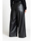 ფოტო #2 პროდუქტის Plus Size Wide Leg Faux Leather Pant