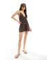 ONLY texture mini playsuit with shell detail in brown