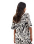 Vila boxy shirt co-ord in mono swirl print