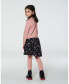 Big Girls Bi-Material Dress With Eyelet Collar Light Pink Printed Flowers