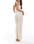 Фото #4 товара In The Style x Perrie Sian plisse wide leg trousers co-ord in cream