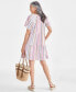 Фото #2 товара Women's Stripe Split-Neck Tiered Dress, Created for Macy's