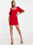 ASOS DESIGN Petite cord corset mini dress in red