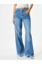 Фото #15 товара Geniş Düz Paça Kot Pantolon Standart Bel Cepli Pamuklu - Bianca Jeans