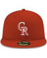 ფოტო #3 პროდუქტის Men's Red Colorado Rockies Logo White 59FIFTY Fitted Hat