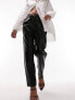 Фото #1 товара Брюки женские Topshop - Кароттовые из искусственной кожи, черные, с высокой талией