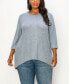 Фото #1 товара Plus Size Cozy 3/4 Rolled Sleeve Button Back Top