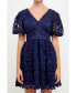 Фото #1 товара Women's Crochet Lace Puff Sleeve Mini Dress