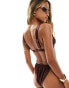 Фото #2 товара South Beach ruched underwire bikini top in high shine brown