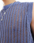 COLLUSION crochet knitted oversized vest in blue BLAU, XS - Chest 36 - фото #4