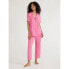 Фото #1 товара 2Pcs Joyspun Women Knit Short Sleeve Notch Collar Top & Capri Pajama Set XL Pink