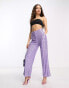 ASOS DESIGN Petite straight sequin ankle grazer trousers in purple US 00 - фото #8