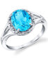 ფოტო #1 პროდუქტის Blue Topaz (3-1/5 ct. t.w.) & Diamond (1/10 ct. t.w.) Ring in Sterling Silver