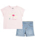 Фото #1 товара Toddler Girls Floral Dolman T-shirt and Shorts Set