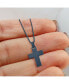 ფოტო #2 პროდუქტის Brushed Dark Grey IP-plated Cross 22in Box Chain Necklace